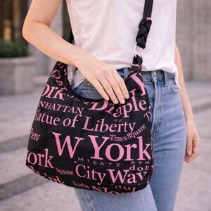 Jay Joshua Canvas Tote Shoulder Bag Pink Black